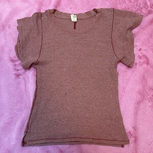 We The Free by Free People Ribbed Top in Dusty Pink